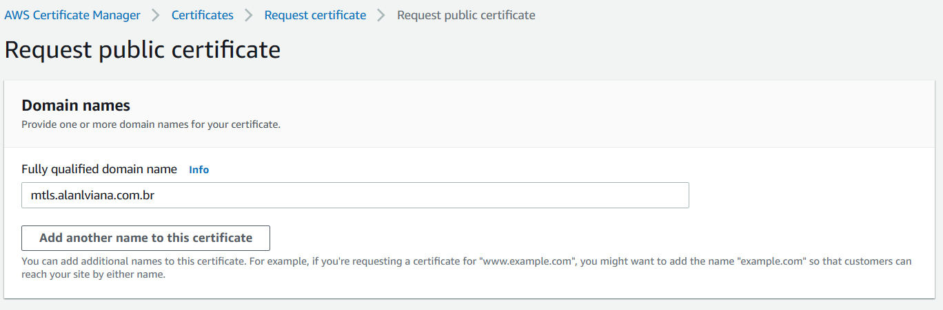 Informar dominio do certificado