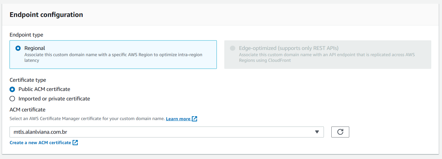 Configuração do Custom Domain Name